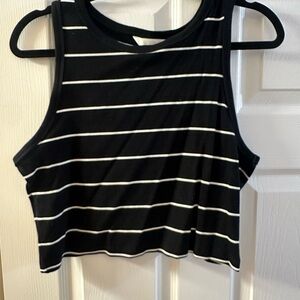 H&M Black and White Striped Crop Top